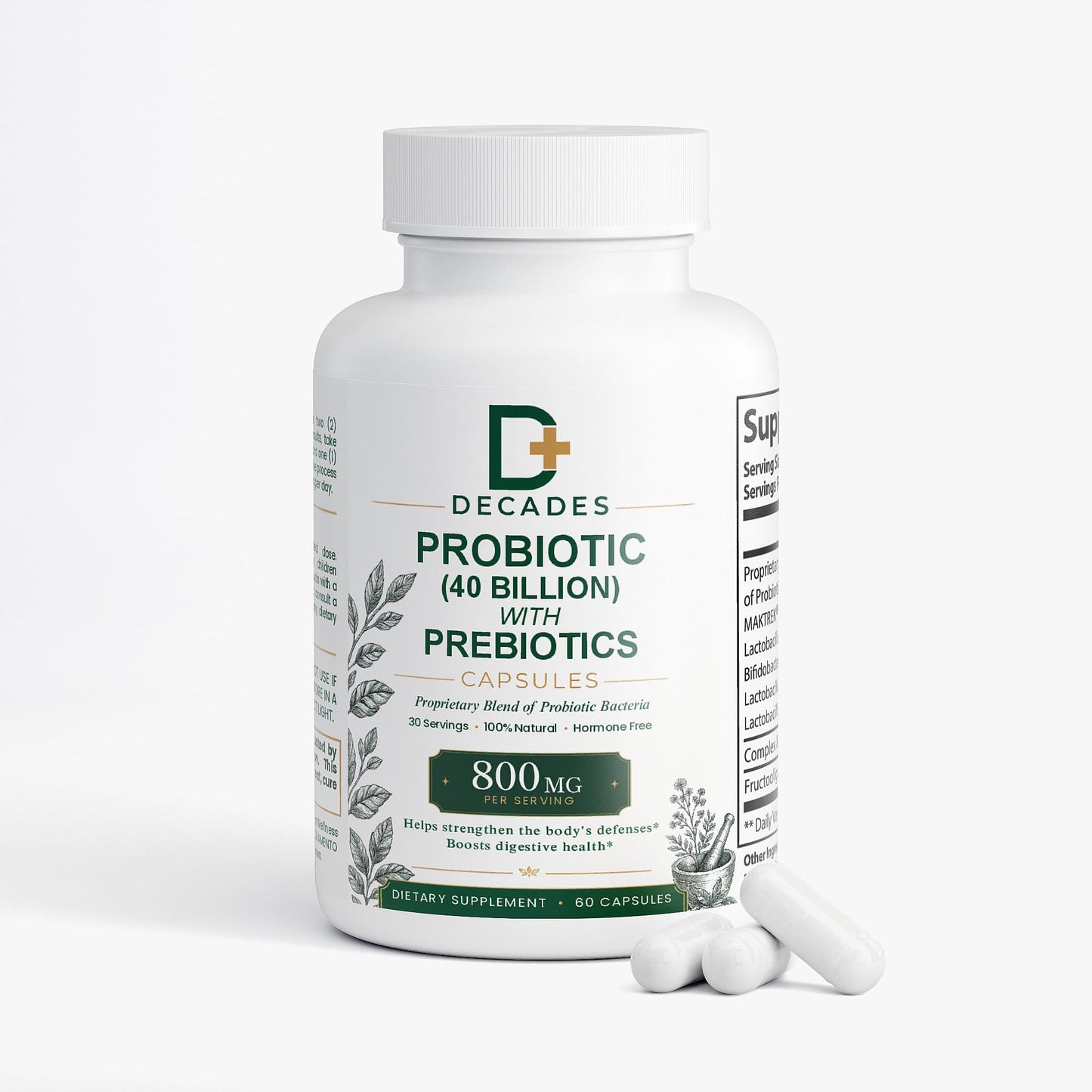 Decades Digestive Support Probiotic 40 Billion with Prebiotics